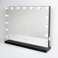 Hollywood Vanity Lighted Makeup Mirror w/ 15 LED Lights 3W 3 Color Warm White Bulbs with USB Interfaces Horizontally Table-Top or Wall Mount 23"*17"
