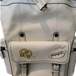 Pre own COACH White Sprint Backpack Sketch Print Collection Men Women Unisex CAJ65