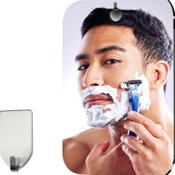 Shatterproof Shower Mirror for Shaving with Hook 8x10.7" Unbreakable Deluxe Plexiglass Makeup Mirror Bathroom Wall Hanging, Portable Handheld Camping 