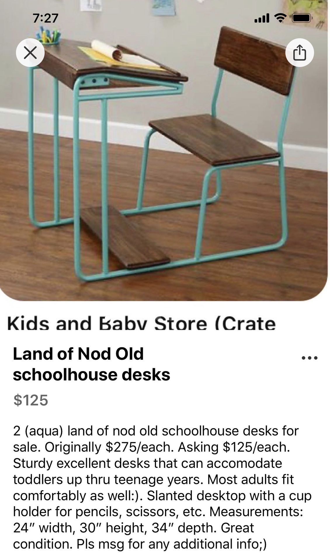 1 (quantity) Schoolhouse desk by Land of Nod