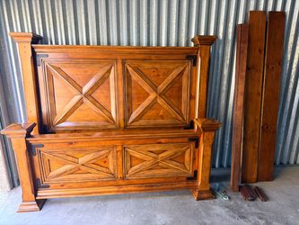 King brown wood bed frame
