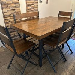 Beautiful Rustic Metal and Wood Dining Set 