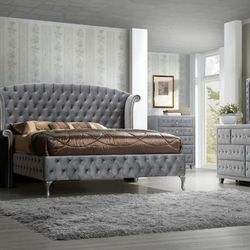 5pcs Gray King Bedroom Set