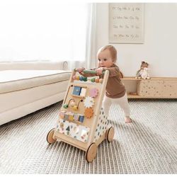 Tiny Land Versatile Natural Wooden Baby Walker