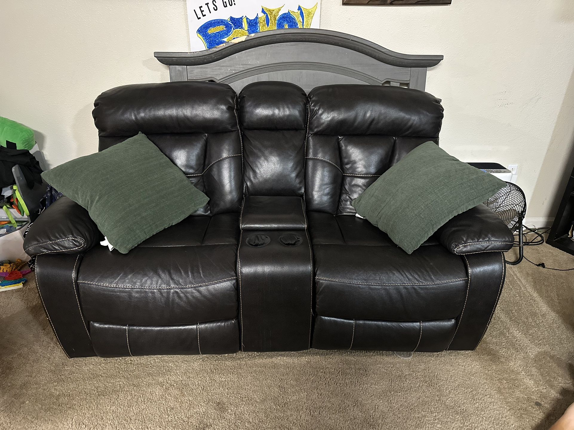 Leather Couch Recliner Set