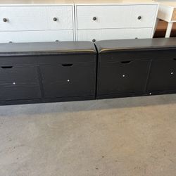 2pcs/40" Shoe Storage Bench with 2 Flip Drawers & Padded Seat Cushion, Shoe Cabinet with Lift Top Storage Box, Shoe Bench Shoe Organizer for Entryway,