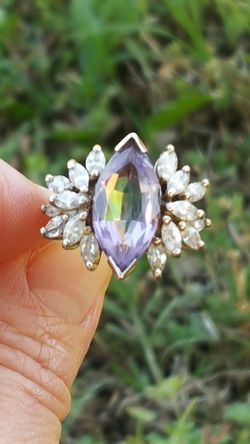 STERLING SILVER AMETHIST CZ RING SIZE 7