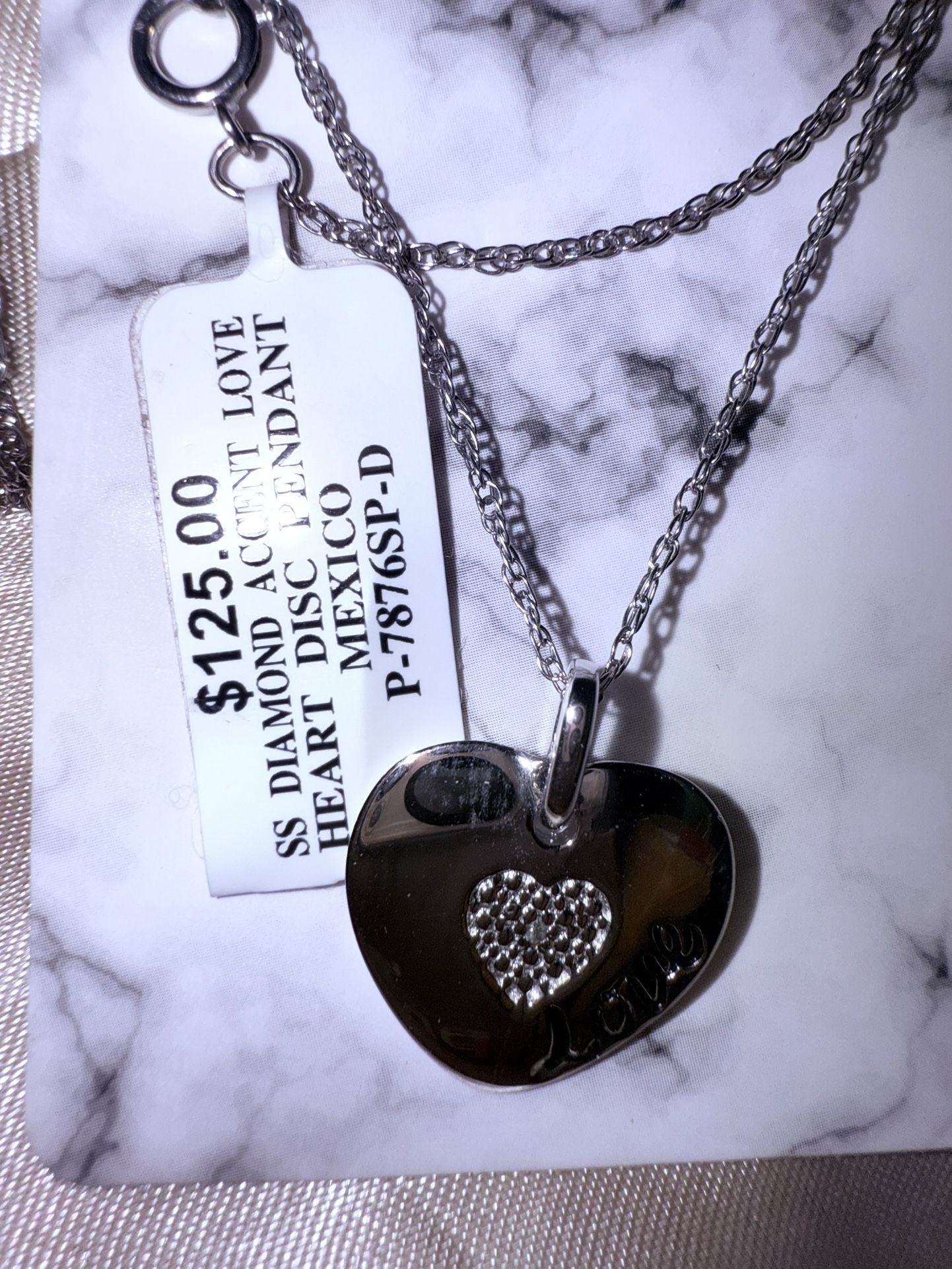BEAUTIFUL New Sterling Diamond Accent Love Pendant Necklace! 22” Retails at $125!