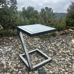 Custom Handmade Steel & Glass Bedside Table