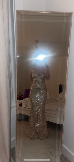 Gold Sequin Beaded Prom Dress Mermaid Formal Gown
