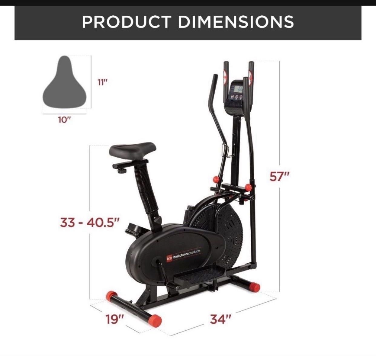 in Elliptical Trainer Exercise Bike w/ LCD Screen, Adjustable Seat - Main Image