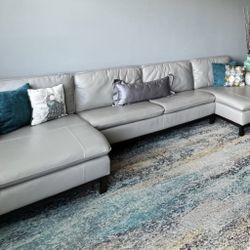 Grey Leather Couch-Like New! 