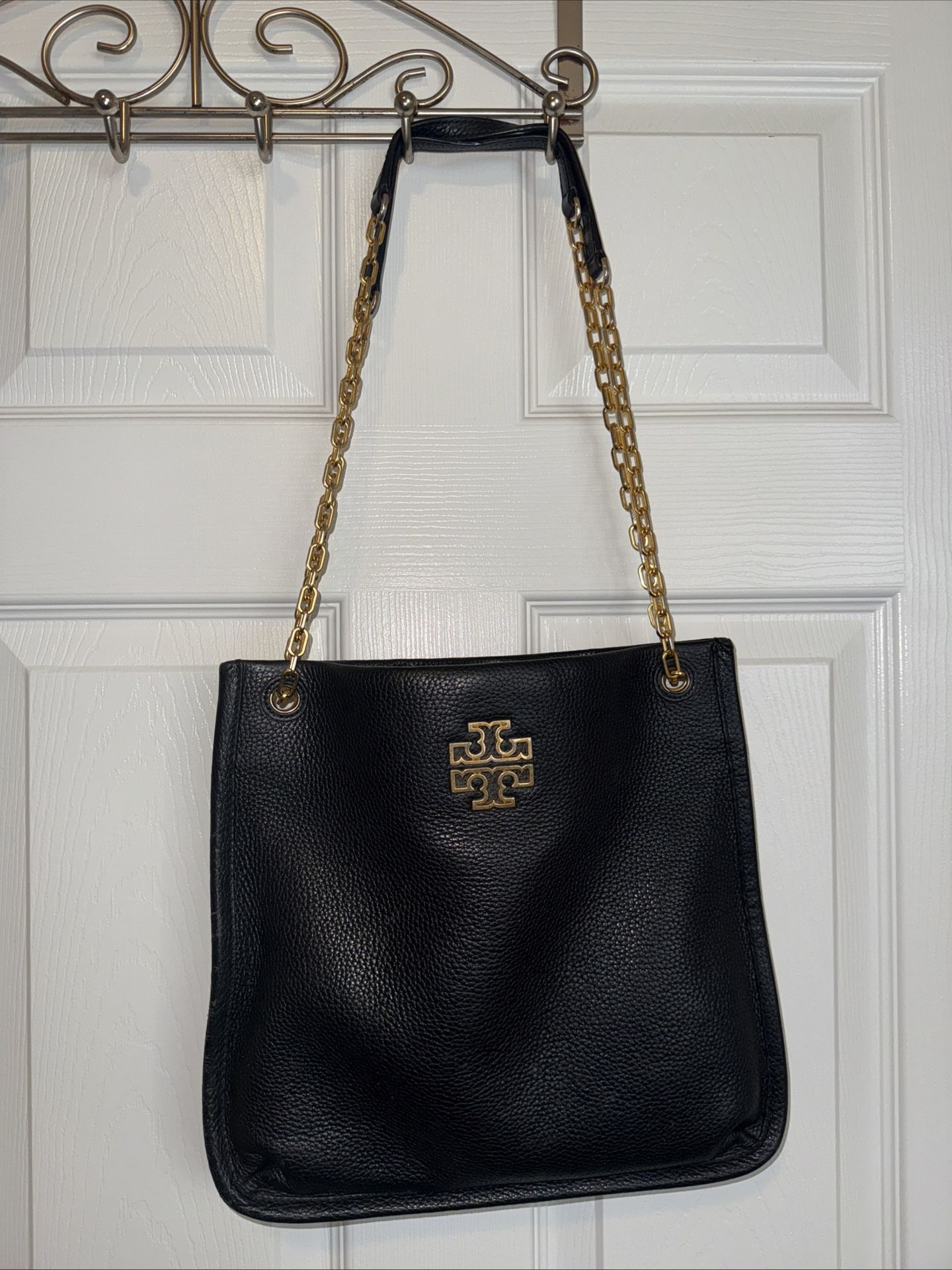 Tory Burch Black Leather Small Satchel Crossbody Bag w/matching wallet.