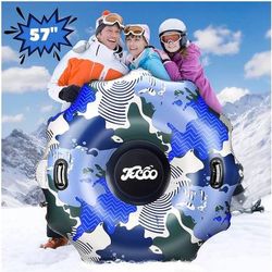 new Snow Tube, 57" Heavy Duty Inflatable Snow Tube for Toddler/Kids and Adults, Thick Cold-Resistant Material with Tow Strap and Reinforced Handles, W