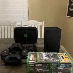 Xbox Series X Console Bundle with Games, 2 Controllers, Headset, and Travel Case