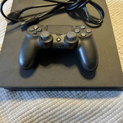 PS4 Slim With Charger, Controller And Game