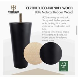 Solid Wood Furniture Legs (Set of 6)