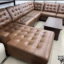 Baskove Auburn Large Leather Sectional Sofa Couch With İnterest Free Payment Options 