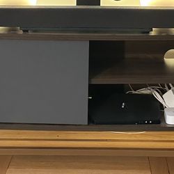 Baxton Studio Mallory TV Stands, Grey/Walnut Brown/Black