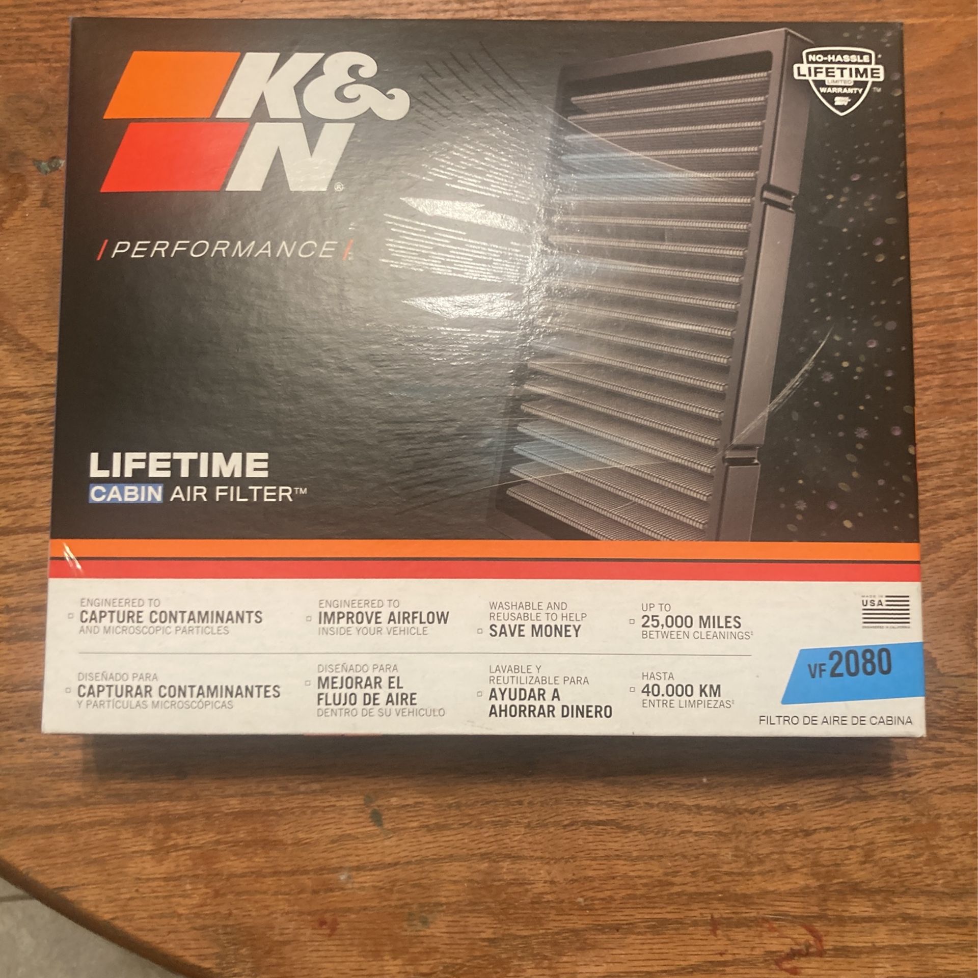 K&N Cabin Air Filter Vf2080 $15