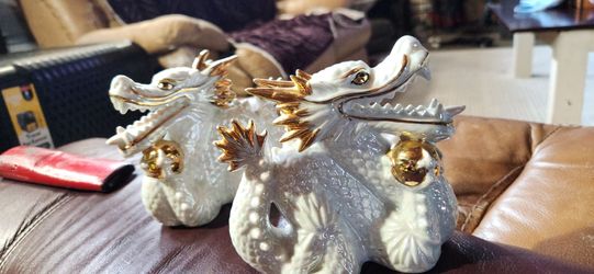 vintage dragon figurines. opalecent