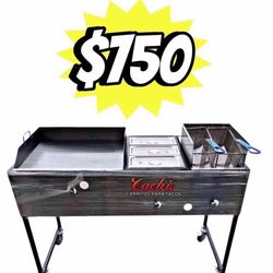 24" Griddle With 3 Warming Trays And Deep Fryer | Includes Hose With Regulator And 2 Baskets