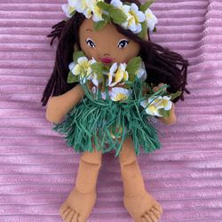 Island Hula Girl Doll by Island Friends Soft Plush Hawaiian 9" Gift Souvenir 