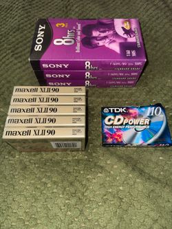 3pk Sony VHS  tapes, 5pk Maxwell Cassette tapes 1pk TDK Cassette tape