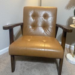 Mid Century Modern Accent Chair Faux Leather