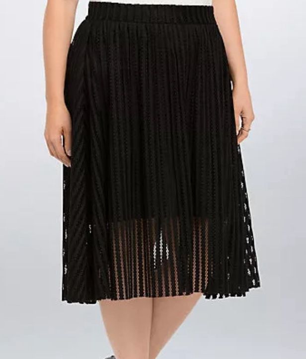 Torrid Mesh Stripe A Line Midi Skirt Black Plus Size 18 Gothic Vacation Resort