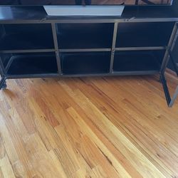 Black Metal Industrial Style TV Stand 
