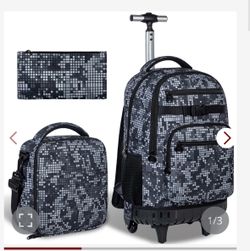 New!  cool Rolling Backpack W/ Lunchbox 