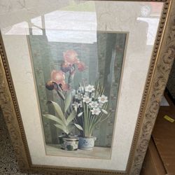 Framed Flower Picture Painting