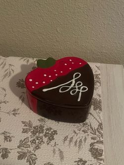 strawberry heart shaped trinket box