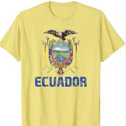 ECUADOR Flag T-ShirtMens 2XL NEW W/Tag. Yellow.h