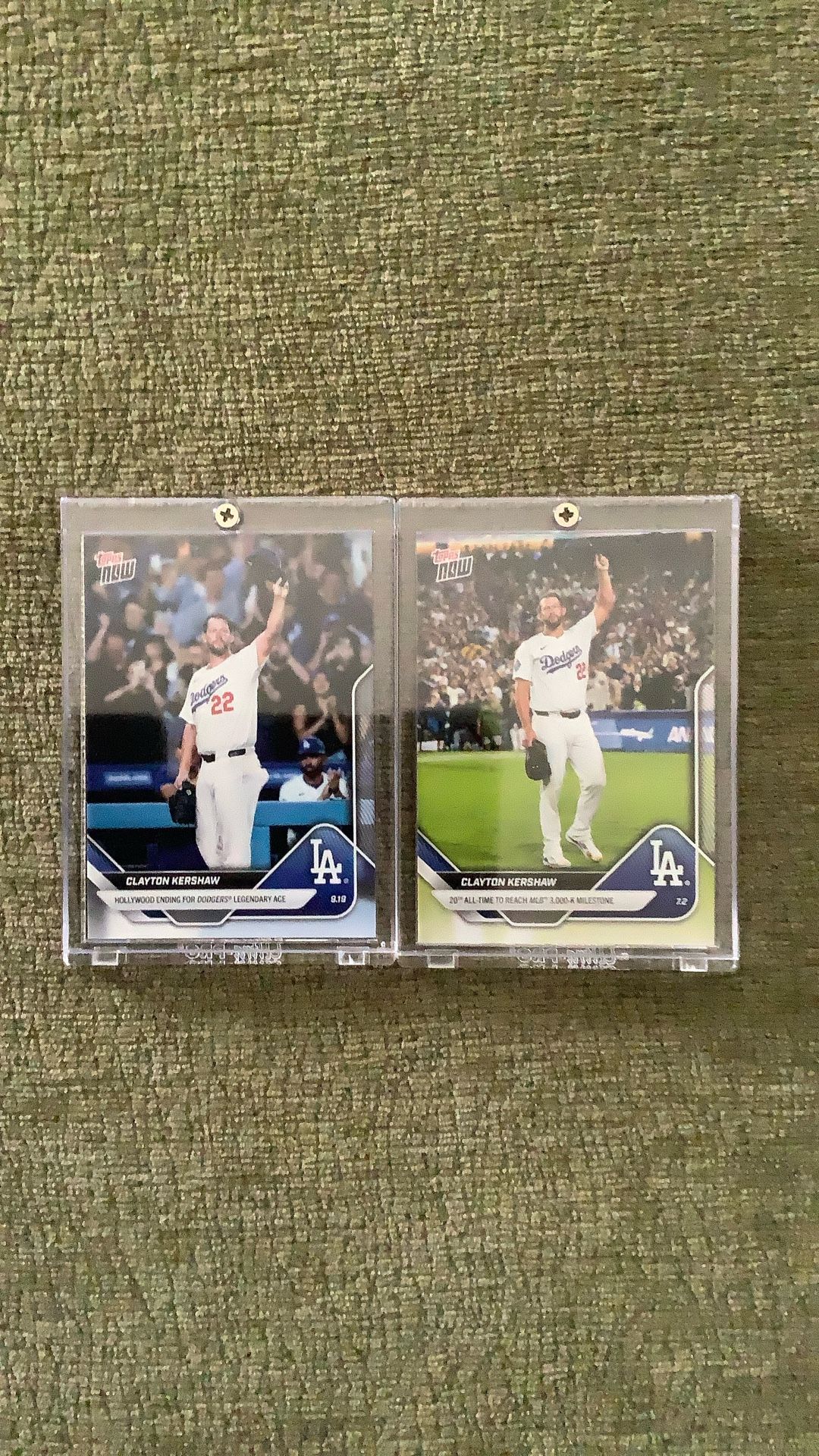 Dodgers Clayton Kershaw Topps Now 3000 K And Final Home Game Start Cards Combo In Acrylic Case New