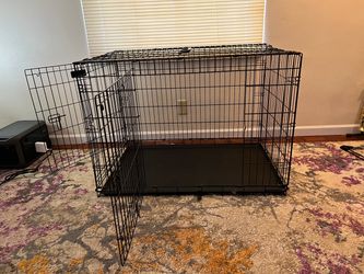 Large 42” Folding Metal Dog Crate with Removable Tray