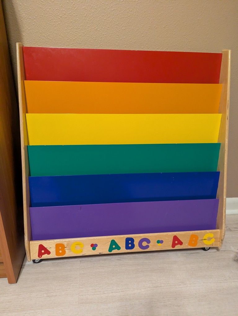 Rainbow Wood Toddler Bookshelf