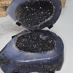 Geode Split in Two with Druzy Amethyst 