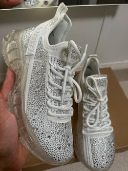 Stive Maiden White Rhinestone Chunky Sneakers