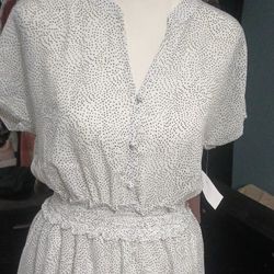 White Black Dots Dress New S/ Vestido Small