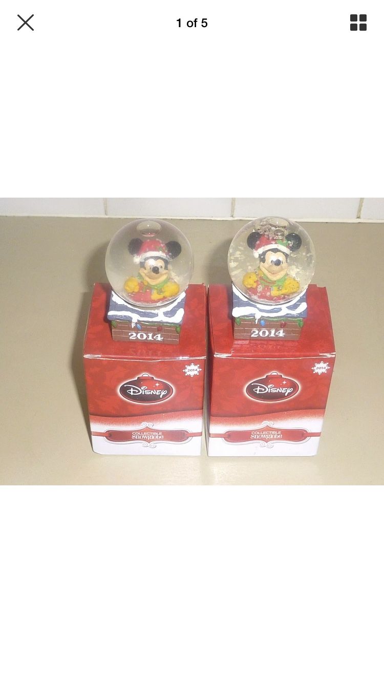 Lot 2 Disney 2014 Mickey Mouse Collectible Snowglobe By JCPenney New in Box
