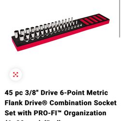 45 pc 3/8" Drive 6-Point Metric Flank Drive® Combination Socket Set with PRO-FI™ Organization (6–20 mm) (Red)