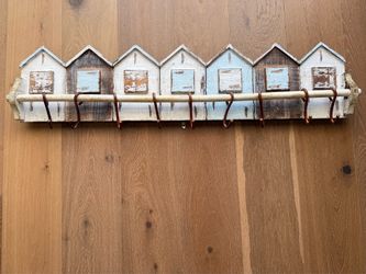 Coastal Rustic Wood Beach House Towel , Clothing, Coat Rack with Hooks