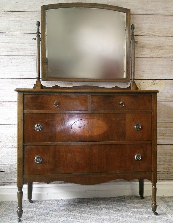 Mid-Century Big Dresser with Mirror and Wheels - Delivered