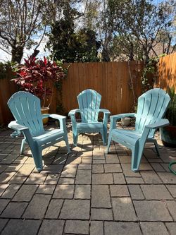 3 Resin Adirondack Chairs - Teal/Aqua