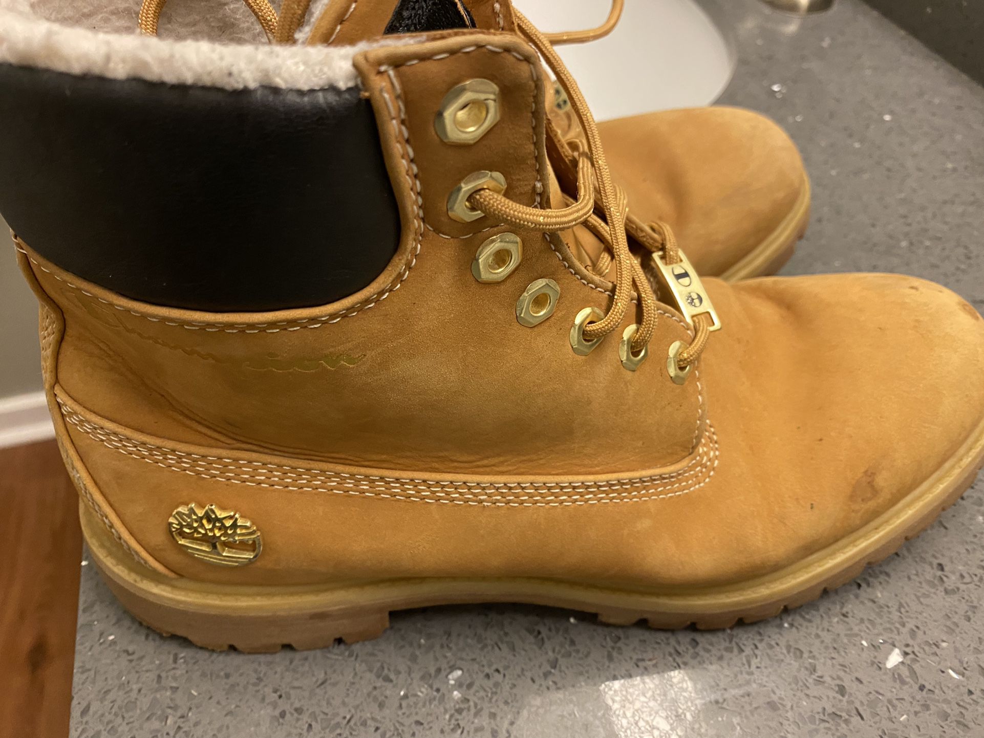 Champion Timberlands With Faux Hair