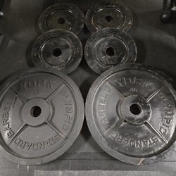 York 190lb Vintage Milled Olympic Weight Plate Set--