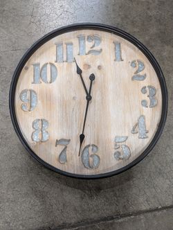 Three Hands Corp. Rustic Wood Grain Wall Clock
