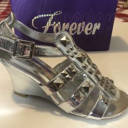 Forever Silver Wedge Heels Size 7 1/2